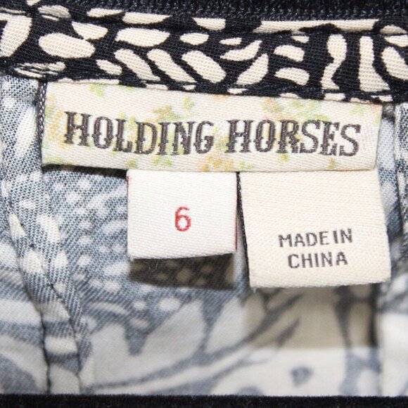 Anthropologie Holding Horses Black Ivory Abstract Floral Suraja Dress size 6 - Picture 2 of 3